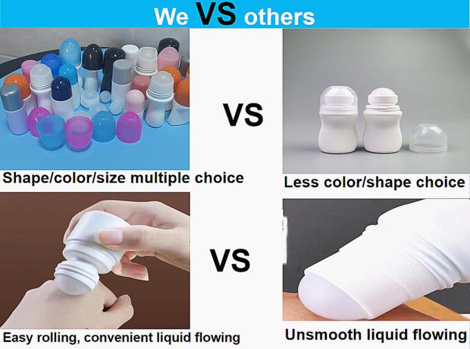 30ml 50ml 60ml 5ml Roll on Packaging Container Bottle PE White Roller Ball Plastic Roll-on Deodorant Bottle