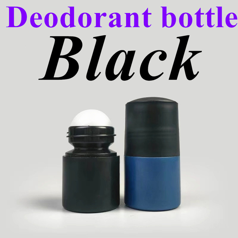 50 мл Чёрный пустой HDPE пластиковый роликовый шар Пластиковый ролик на дезодоранте Антиперспирантная бутылка с черной крышкой