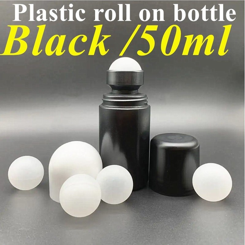 50 мл Чёрный пустой HDPE пластиковый роликовый шар Пластиковый ролик на дезодоранте Антиперспирантная бутылка с черной крышкой