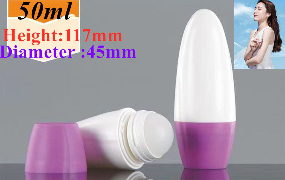 HDPE 30ml 50ml 60ml Пластмассовый рулон на цилиндрической круглой роликовой бутылке Бутылка дезодоранта Контейнер с пластиковым роликовым шаром