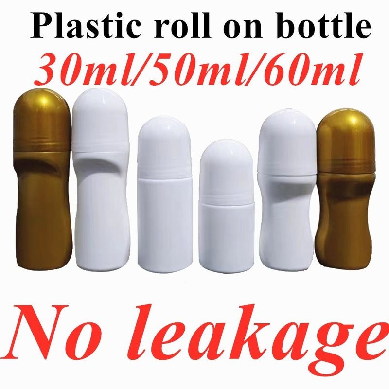 30 мл 50 мл 60 мл белая пластиковая бутылка с роликом HDPE бутылка с дезодорантом пустая переполняемая портативная путевая бутылка
