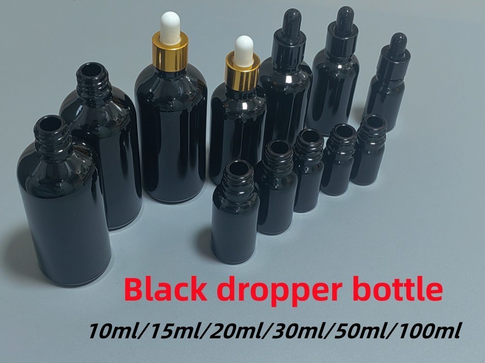 10 мл 15 мл 20 мл 30 мл 50 мл 100 мл Блестящее черное эфирное масло Косметическая стеклянная капельная бутылка