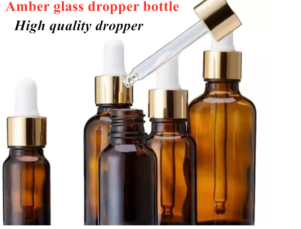 Косметическая стеклянная бутылка янтарная сыворотка капельницы бутылка 30 мл 50 мл 60 мл янтарный роскошный эфирный жир стеклянная бутылка с черной капельницей
