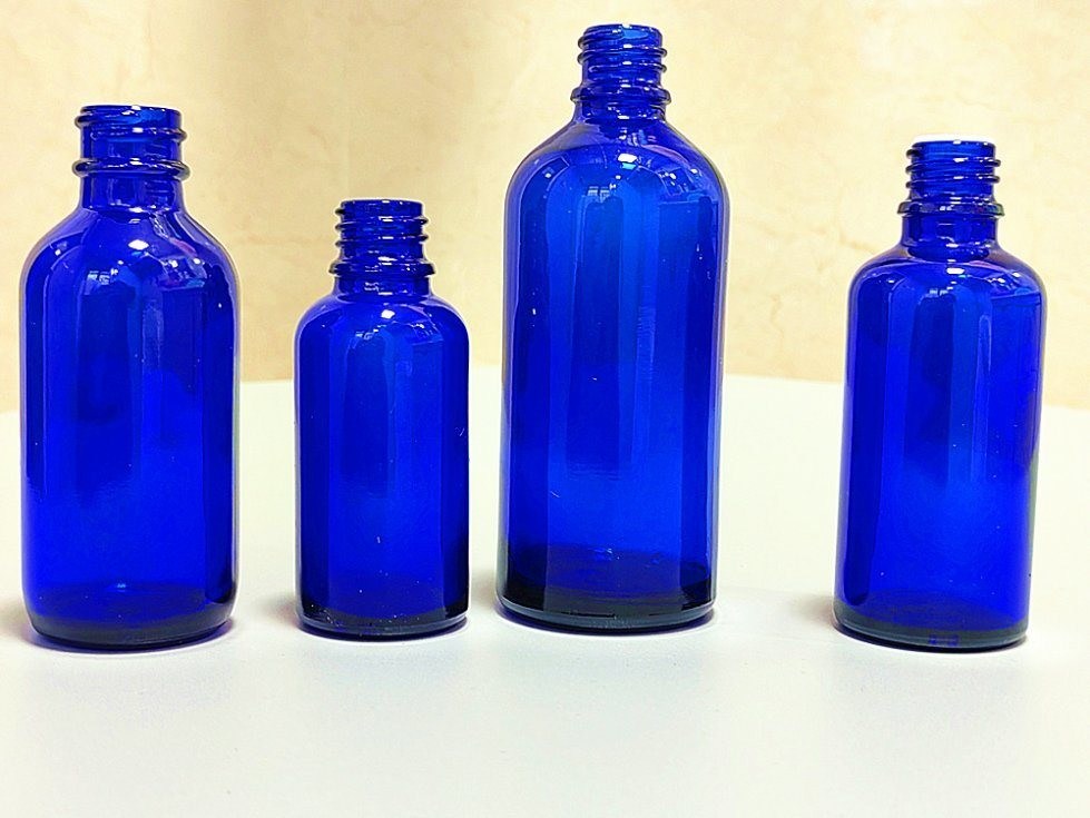 30 мл 50 мл 60 мл Пустая круглая маленькая косметическая бутылка Синяя прозрачная эфирная масло стекло капельницы бутылка стеклянная бутылка