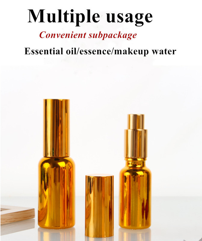 Роскошный блестящий 30 мл 50 мл 60 мл Золотая УФ электропластина Сыворотка Золотое стекло Эфирное масло Стеклянная капельная бутылка с распылительной головкой