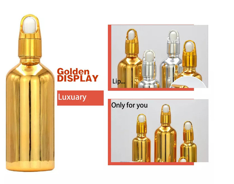 10ml 20ml 30ml 50ml Электропластированная золотая бутылка с эфирным маслом Маленькая золотая бутылка Косметика Стеклянный капельщик Бутылка