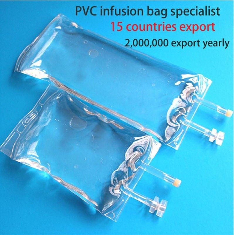 100 ml 250 ml 500 ml однопортный двойной портный медицинский PVC пустой инфузионный пакет с пробкой