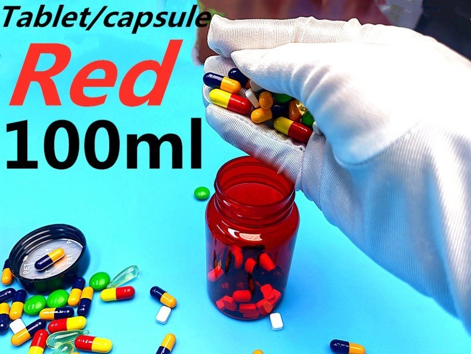 ПЭТ пластик Красный 100 мл 150 мл твердое лекарство бутылка капсула таблетка бутылка упаковка контейнер медицинская помощь бутылка