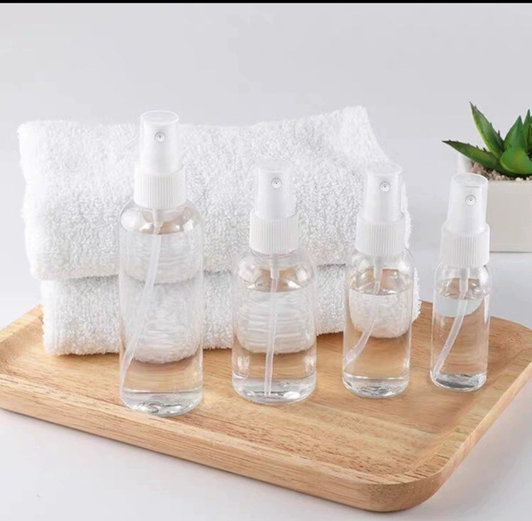 50 мл 60 мл 100 мл ПЭТ прозрачный круглый настраивать повторно наполняемый дезинфицирующий раствор для рук круглый пополнительный косметический ПЭТ пластиковый спрей бутылка