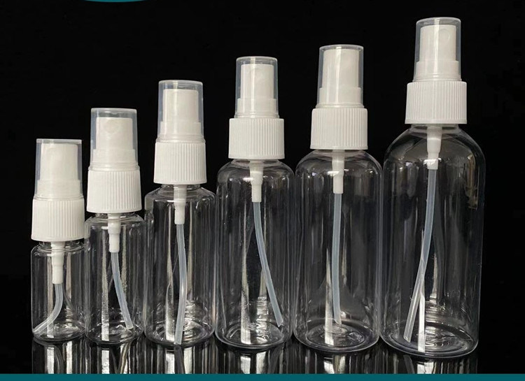50 мл 60 мл 100 мл ПЭТ прозрачный круглый настраивать повторно наполняемый дезинфицирующий раствор для рук круглый пополнительный косметический ПЭТ пластиковый спрей бутылка