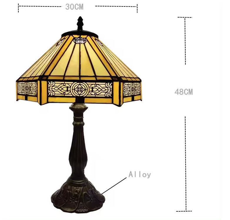30 см Шестоугольное учебное заведение ретро Теплая спальня Дом Ручной работы Декоративная лампа Видовое искусство Турецкое стекло Роскошная настольная лампа