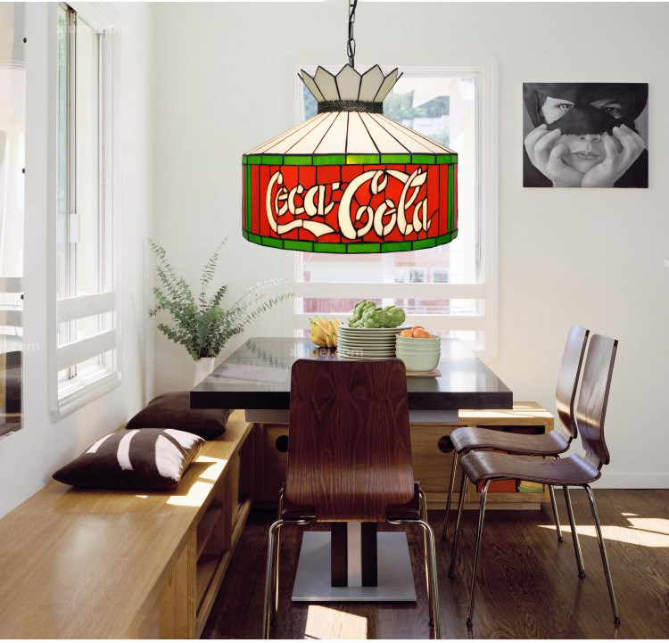 12' Бар Ресторан Кафе Столовая Подвесная лампа Потолочный свет Красное витражное стекло Светодиодный люстра подвесная лампа